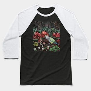 watercolor parrot tending garden with mushroom Baseball T-Shirt